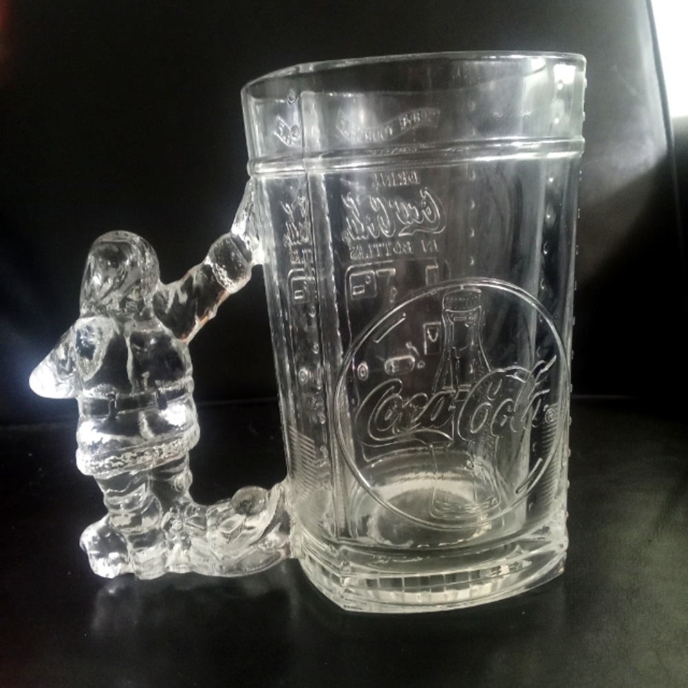 VINTAGE Set of 4 Christmas Crystal Coca-Cola Mugs (1997 Ed) Original Box